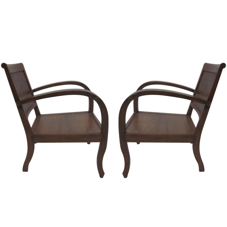 Two Pairs of Mid-Century French Colonial Armchairs