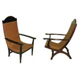 Pair of French Modern Neoclassical Lounge Chairs / Armchairs