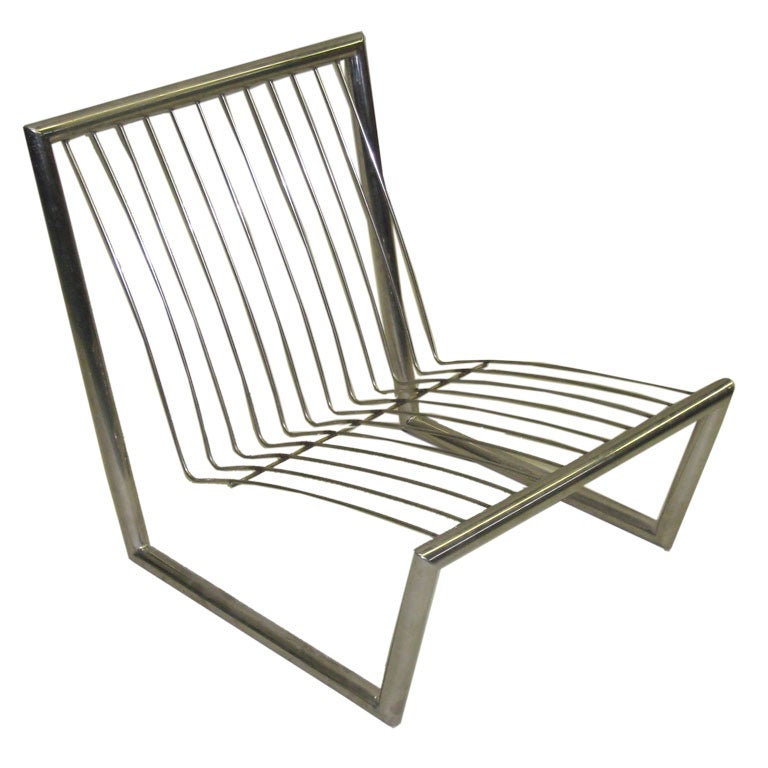 French Nickeled Steel Lounge Chair