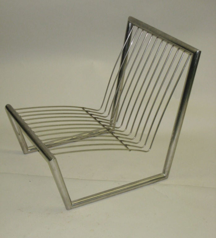 Mid-Century Modern French Nickeled Steel Lounge Chair