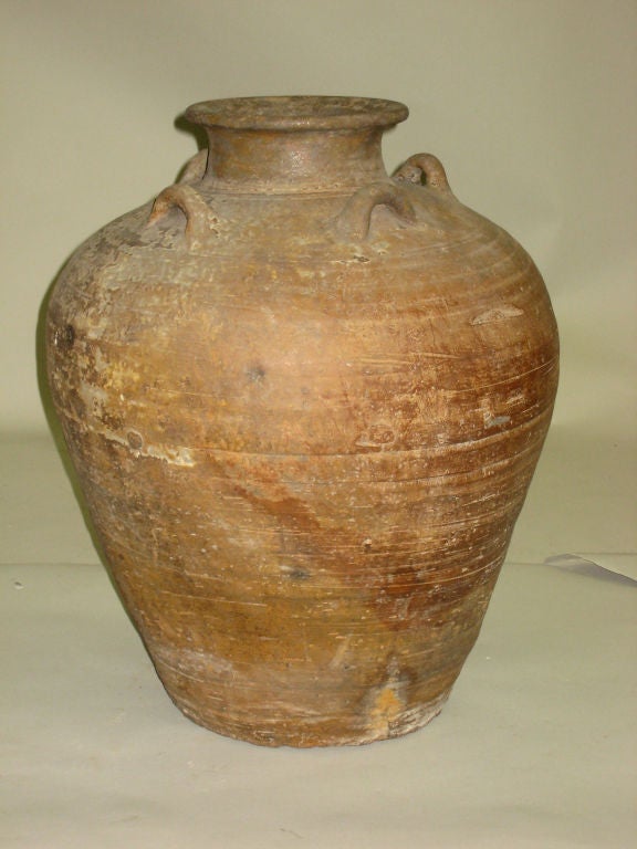 19th Century Pair of Large Antique Pottery Khmer Urns