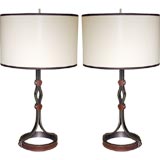 Pair of Table Lamps by Jacques Adnet
