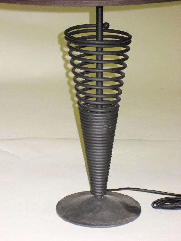 Steel Pair of Coil Form Table Lamps