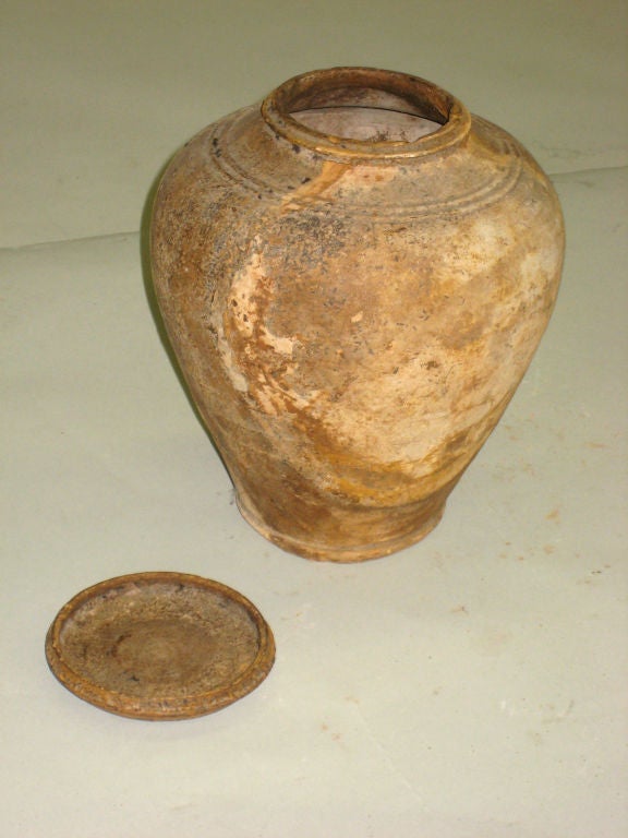 2 Antique Khmer Urns / Vases in Classic Forms, One with Top.