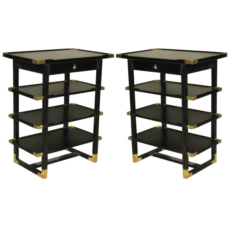 Pair of Ebonized End Tables For Sale