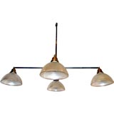 French Mid-Century Modern Steel and Brass Four-Light Fixture/Pendant