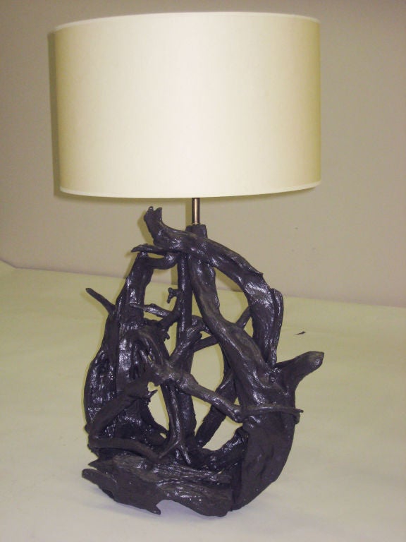 Pair of Lacquered Primitivist Style Table Lamps