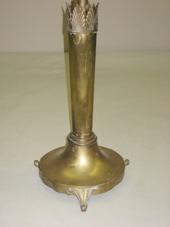 French Art Deco Solid Brass Floor Lamp In Good Condition In New York, NY