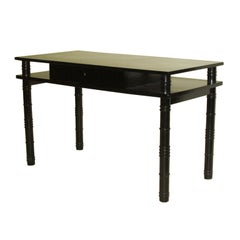 French Midcentury Modern Neoclassical Ebonized Sycamore Desk by Leon Jallot 1936