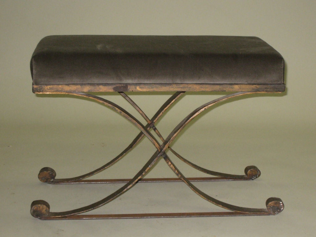 Pair of Gilt Iron Benches/Stools by Raymond Subes