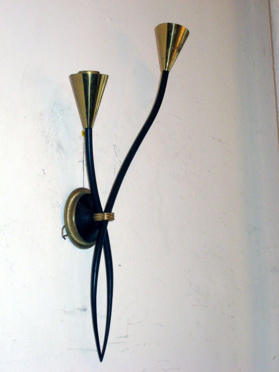 Pair of Poetic French Mid-Century Sconces by Jean Royère In Good Condition In New York, NY