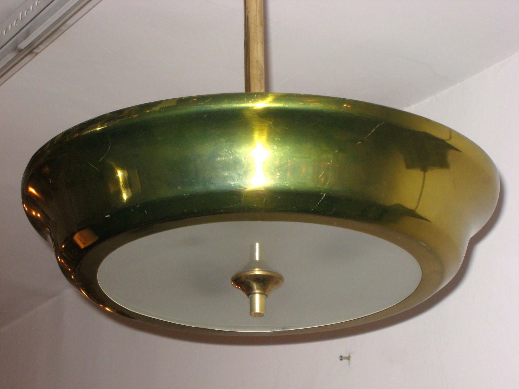 French Mid-Century Modern Brass Pendant / Fixture In Good Condition In New York, NY