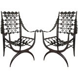Pair of Modern Neoclassical Bronze Lounge Chairs in Style Armand Albert Rateau