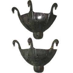 Vintage Pair of French Modern Neoclassical Bronze Sconces, Style Armand Albert Rateau