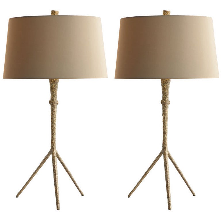 Pair of Iron Table Lamps in the Etruscan Taste