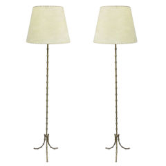 Near-Pair of French Faux Bamboo Floor Lamps by Baguès 2