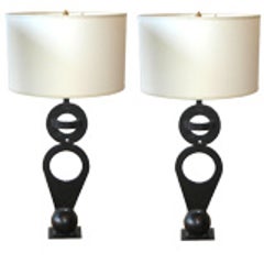 Pair of Modern Sculptural Wrought Iron Table Lamps, France, circa 1960 9