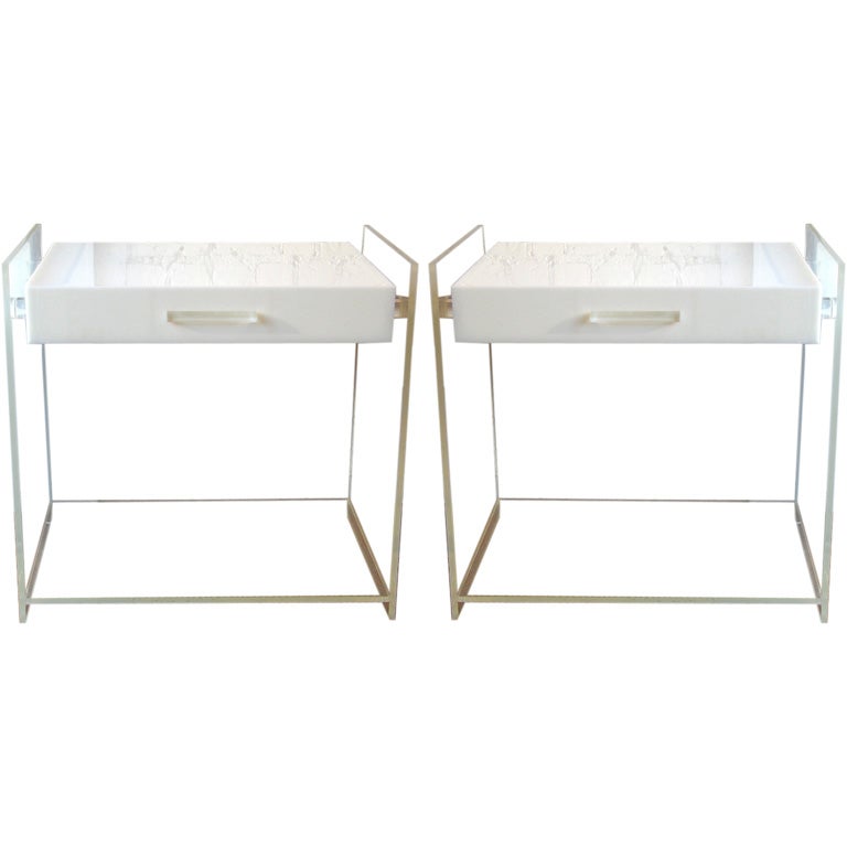 Pair of Italian Lucite End Tables Attributed to Kartell