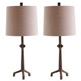 Pair of Iron Table Lamps in Style of Giacometti
