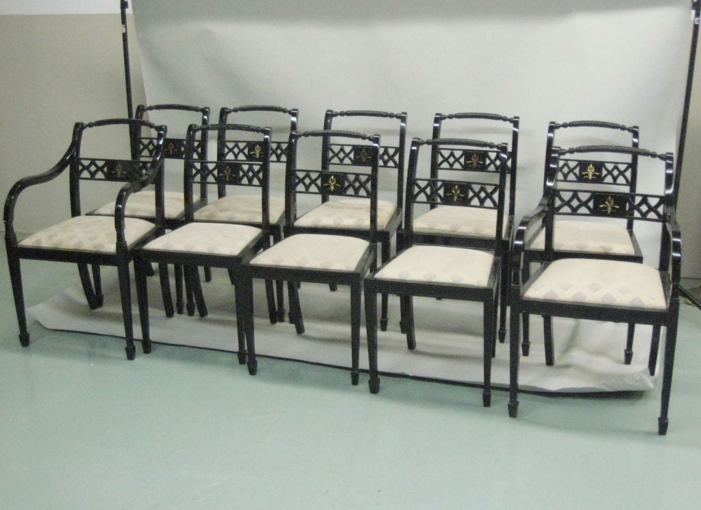 Set of 10 Dining Chairs by Maison Jansen