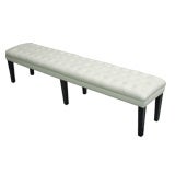 A Large French Tufted Leather Bench