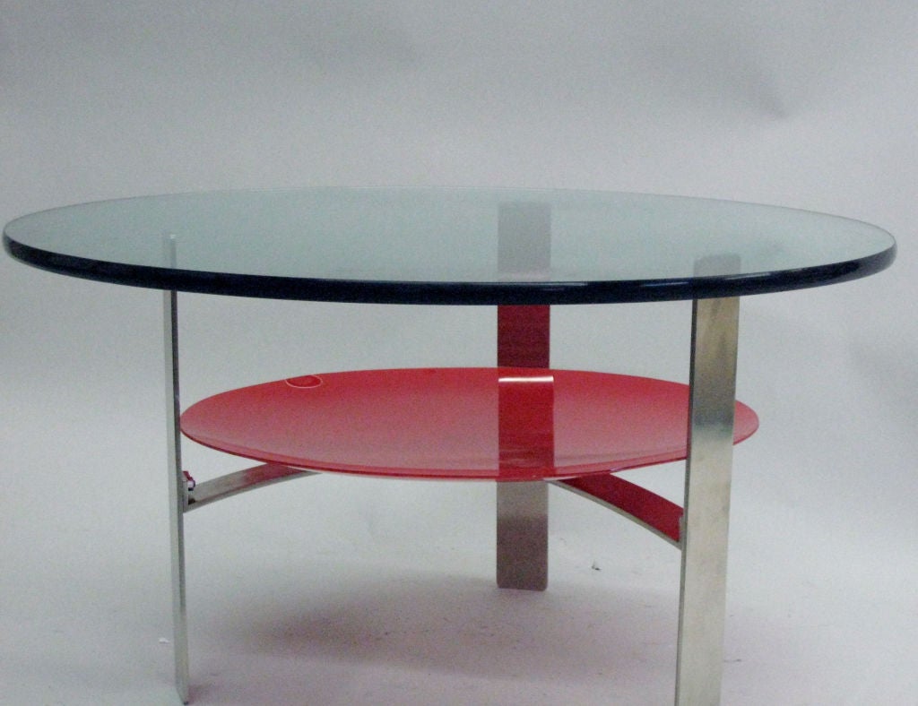 Italian Mid-Century Modern Double Level Cocktail Table in Style of Fontana Arte In Good Condition In New York, NY