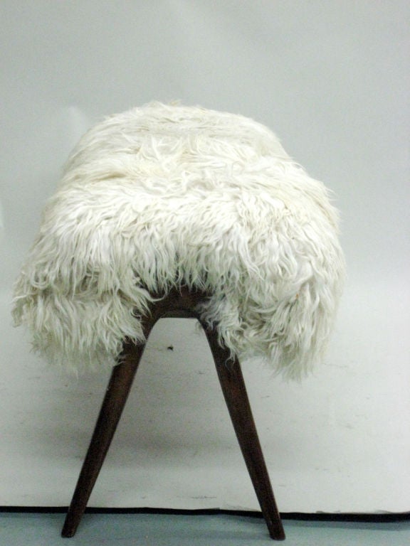 Mid-Century Modern Hand Carved Italian Goat Skin Bench in the Manner of Ico Parisi