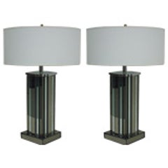 Pair of Mid-Century Modern Mirrored Skyscraper Table Lamps by Paul Frankl 5