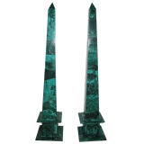 Pair of Decorative Malachite Obelisks