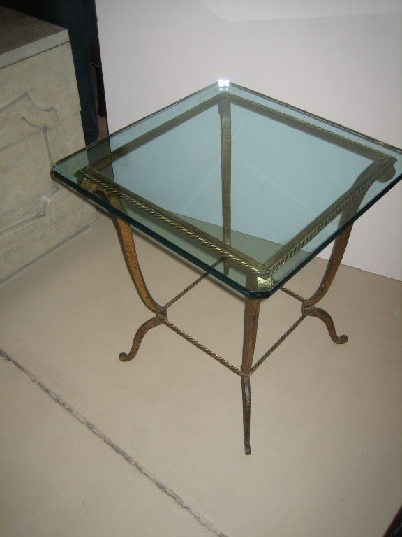 Mid-20th Century French Gilded Iron Fer Forge Table For Sale