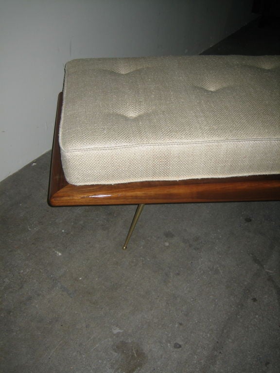 Robsjohn Gibbings Brass Leg Daybed with Silk Cushion