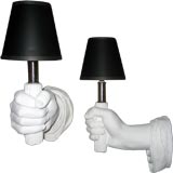 Surrealist Plaster Hand Sconces in the Style of Cocteau