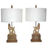 Pair of Heifitz Figural Lamps in Ceruse Finish