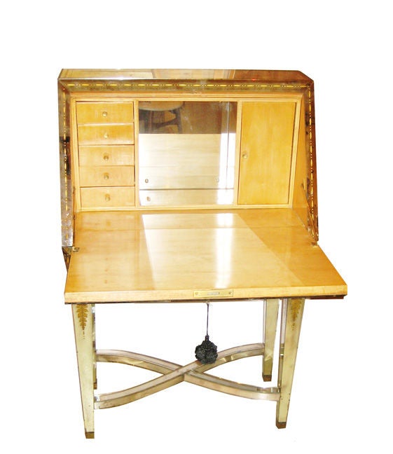 Incredible Eglomoise Drop Front Desk attrib to Max Ingrand