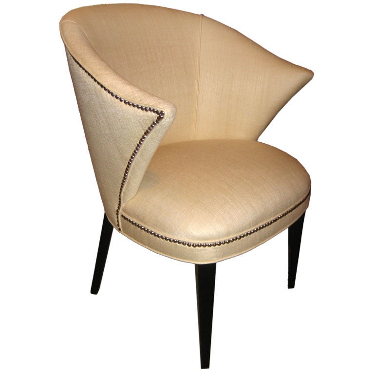 Sensuous 1940s Chair in Silk Attributed to Samuel Marx For Sale