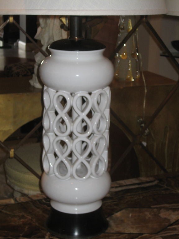 Pair of Pierced Italian Ceramic Table Lamps