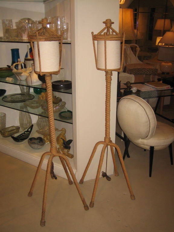 Pair of Audoux Minet Rope Torcheres