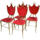 Chaises à manger italiennes en laiton des années 50