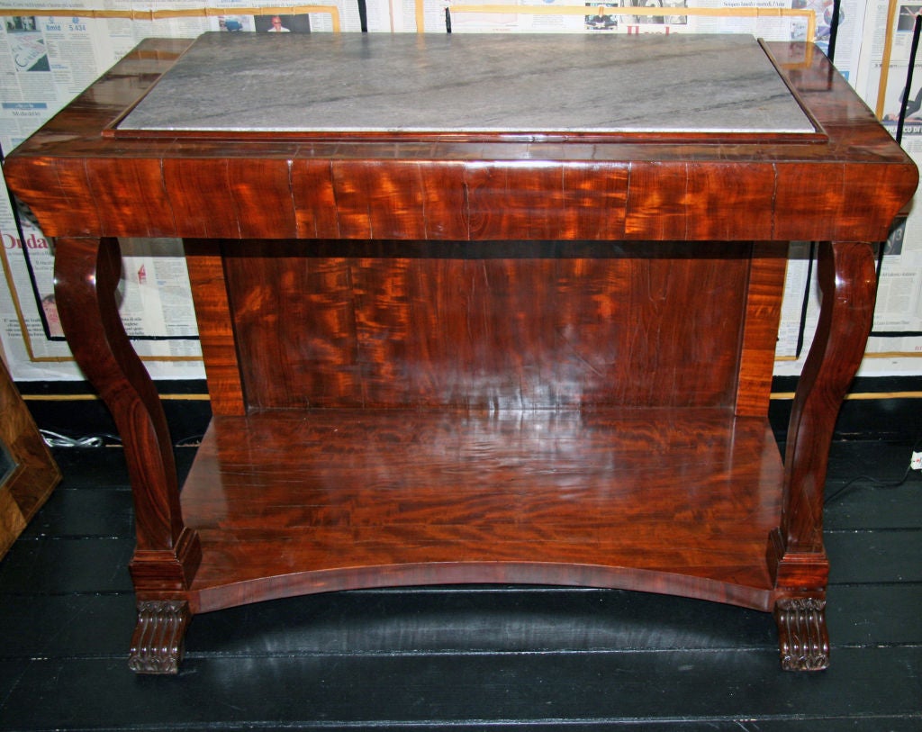 Italian Large Console with Original Marble Top In Excellent Condition In Los Angeles, CA