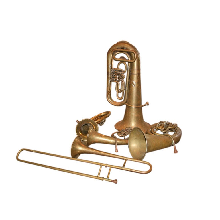 Set of 5 Italian 50s Brass Instruments at 1stdibs