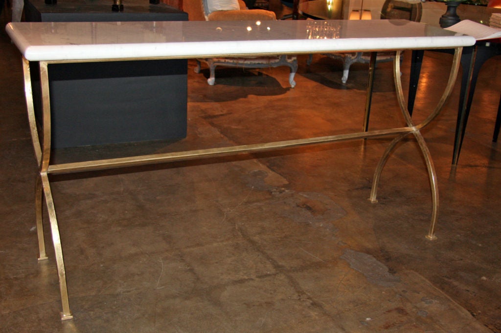 ma+39 custom Italian  Iron Carerra Marble Top Console For Sale 3