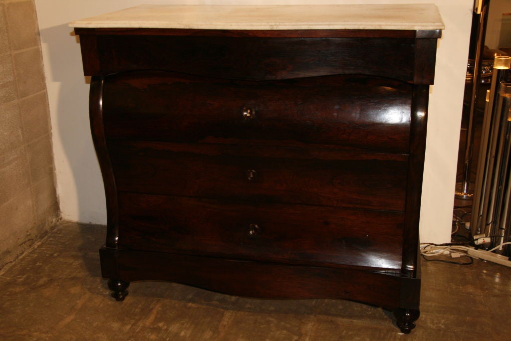 Bulbous oversized 19th c. chest of drawers with original marble top!
