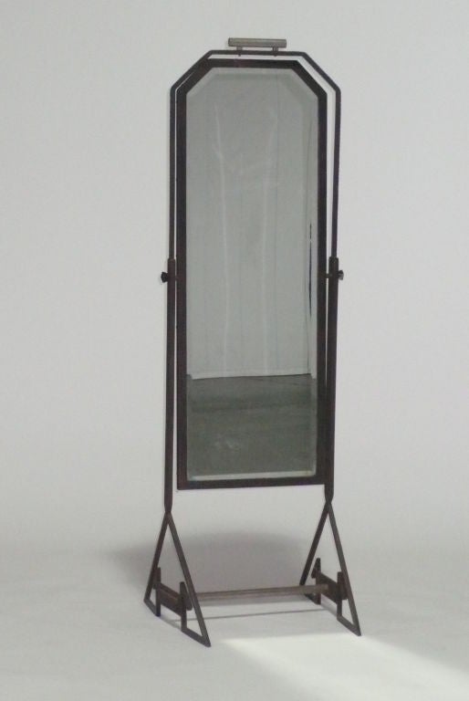 Standing Art Deco Cheval Bronze Mirror