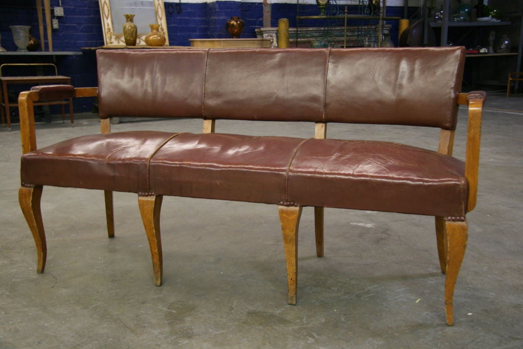French Leather Bench