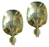 French Brass Palm Leaf Sconces