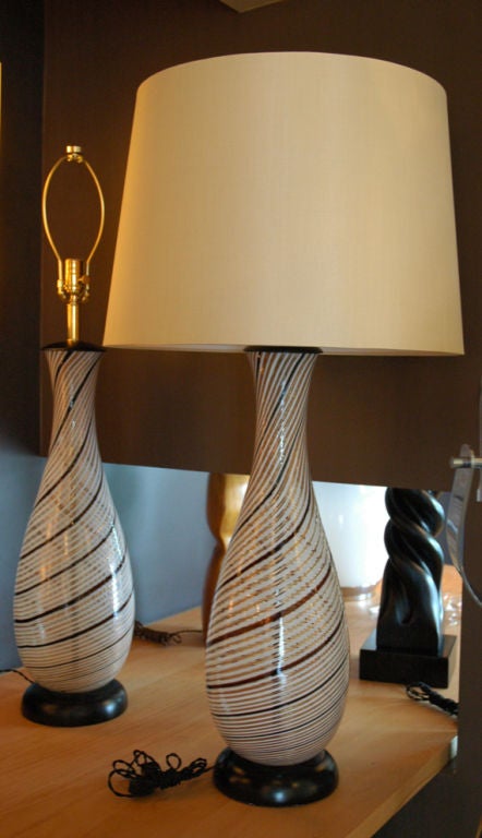 Mid-20th Century Pair of Monumental Dino Martens Lamps