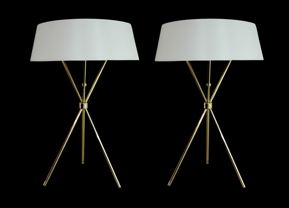 Pair of Robsjohn Gibbings Tripod Table Lamps