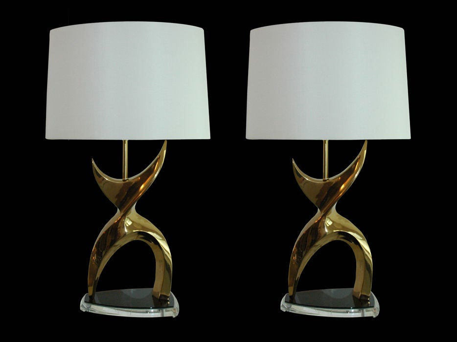 Pair of Sculptural Brass Table Lamps