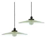 Pair of Industrial Milk Glass Pendants {Large}