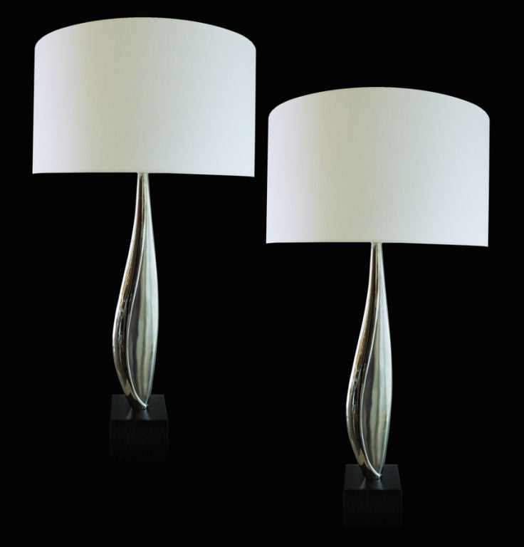 Pair of Chrome Laurel Lamps
